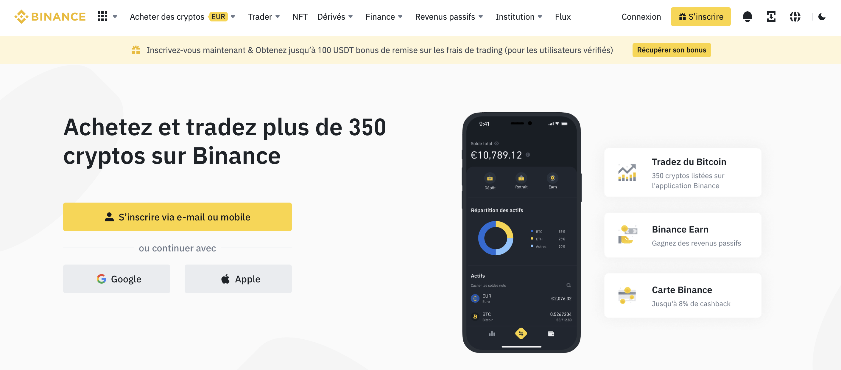 Binance page accueil Binance page accueil